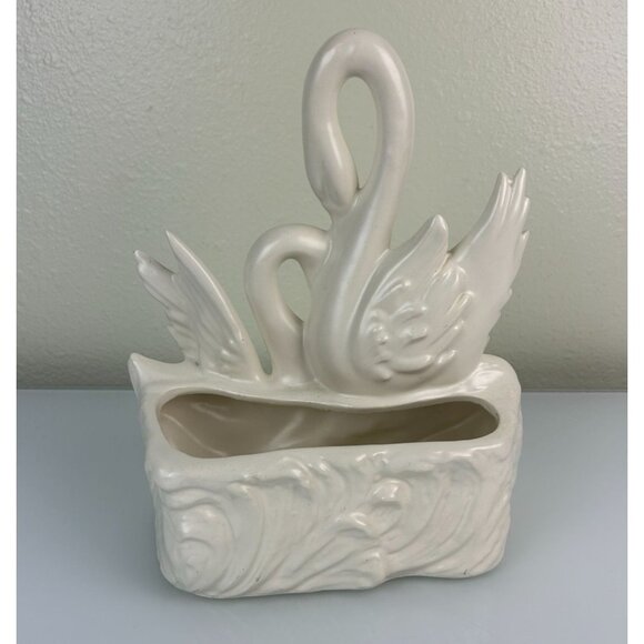 Vintage Hull White Swan Planter Ceramic Sculpture Pottery Smooth Home Decor - Picture 6 of 16